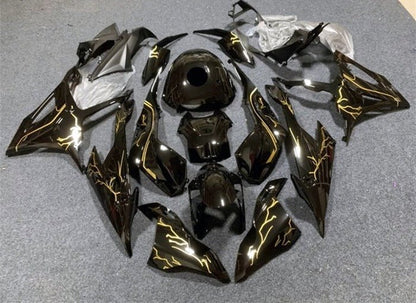 BMW S1000RR Fairings (2019-2022) Black, Gold Lightning at KingsMotorcycleFairings.com
