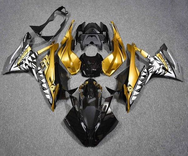 BMW S1000RR Fairings (2019-2022) Black, Gold, Silver, Shark Teeth at KingsMotorcycleFairings.com