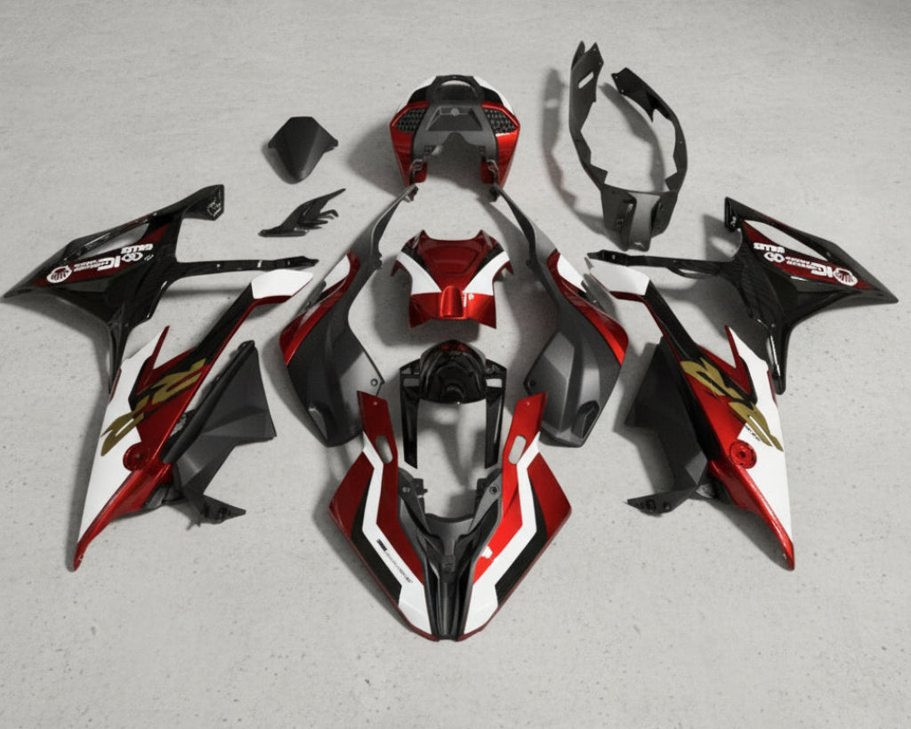 BMW S1000RR Fairings (2019-2022) Candy Red, White, Black, Gold at KingsMotorcycleFairings.com