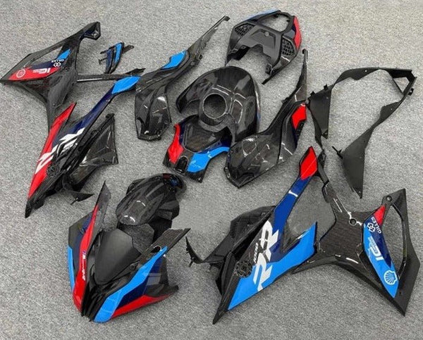 BMW S1000RR Fairings (2019-2022) Faux Carbon Fiber, Red, Blue at KingsMotorcycleFairings.com