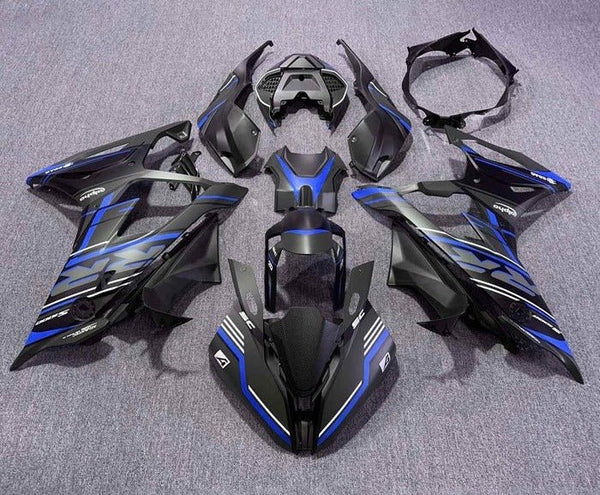 BMW S1000RR Fairings (2019-2022) Matte Black, Blue, White, Stripe at KingsMotorcycleFairings.com