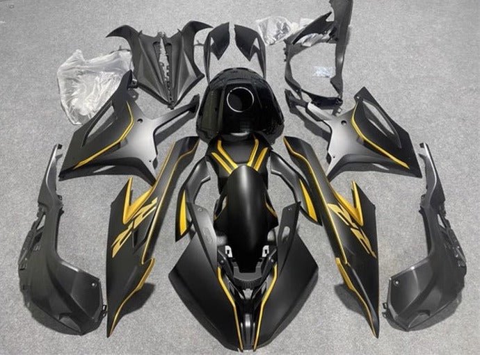 BMW S1000RR Fairings (2019-2022) Matte Black, Gold at KingsMotorcycleFairings.com