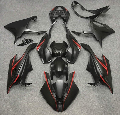 KingsMotorcycleFairings.com BMW S1000RR Fairings (2019-2022) Matte Black, Red Stripe