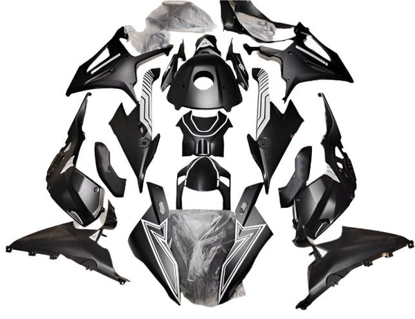 BMW S1000RR Fairings (2019-2022) Matte Black, White Lines at KingsMotorcycleFairings.com