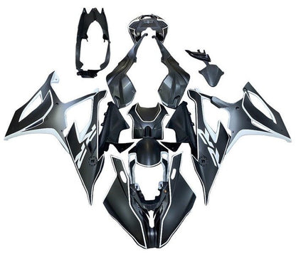 BMW S1000RR Fairings (2019-2022) Matte Black, White Stripe at KingsMotorcycleFairings.com