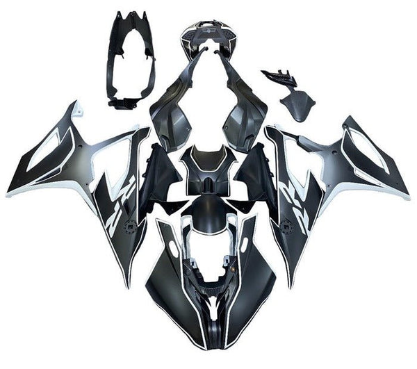 BMW S1000RR Fairings (2019-2022) Matte Black, White Stripe at KingsMotorcycleFairings.com