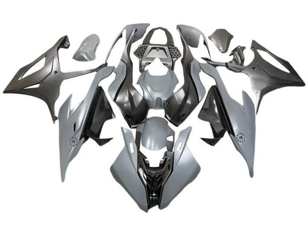 BMW S1000RR Fairings (2019-2022) Matte Gray, Faux Carbon Fiber at KingsMotorcycleFairings.com