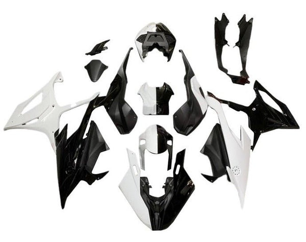 BMW S1000RR Fairings (2019-2022) White, Black Split at KingsMotorcycleFairings.com