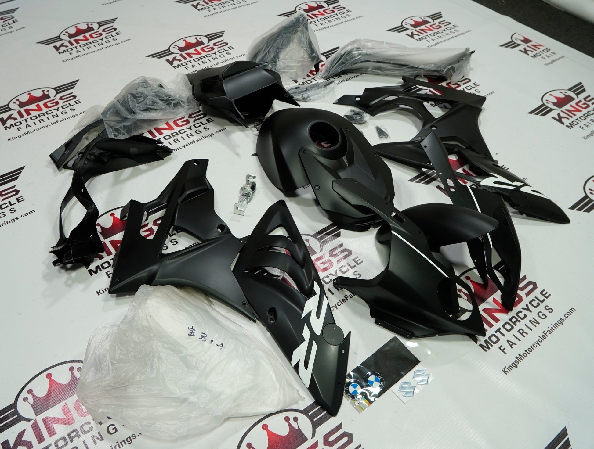 BMW S1000RR (2009-2014) Matte Black & White Fairings at KingsMotorcycleFairings.com