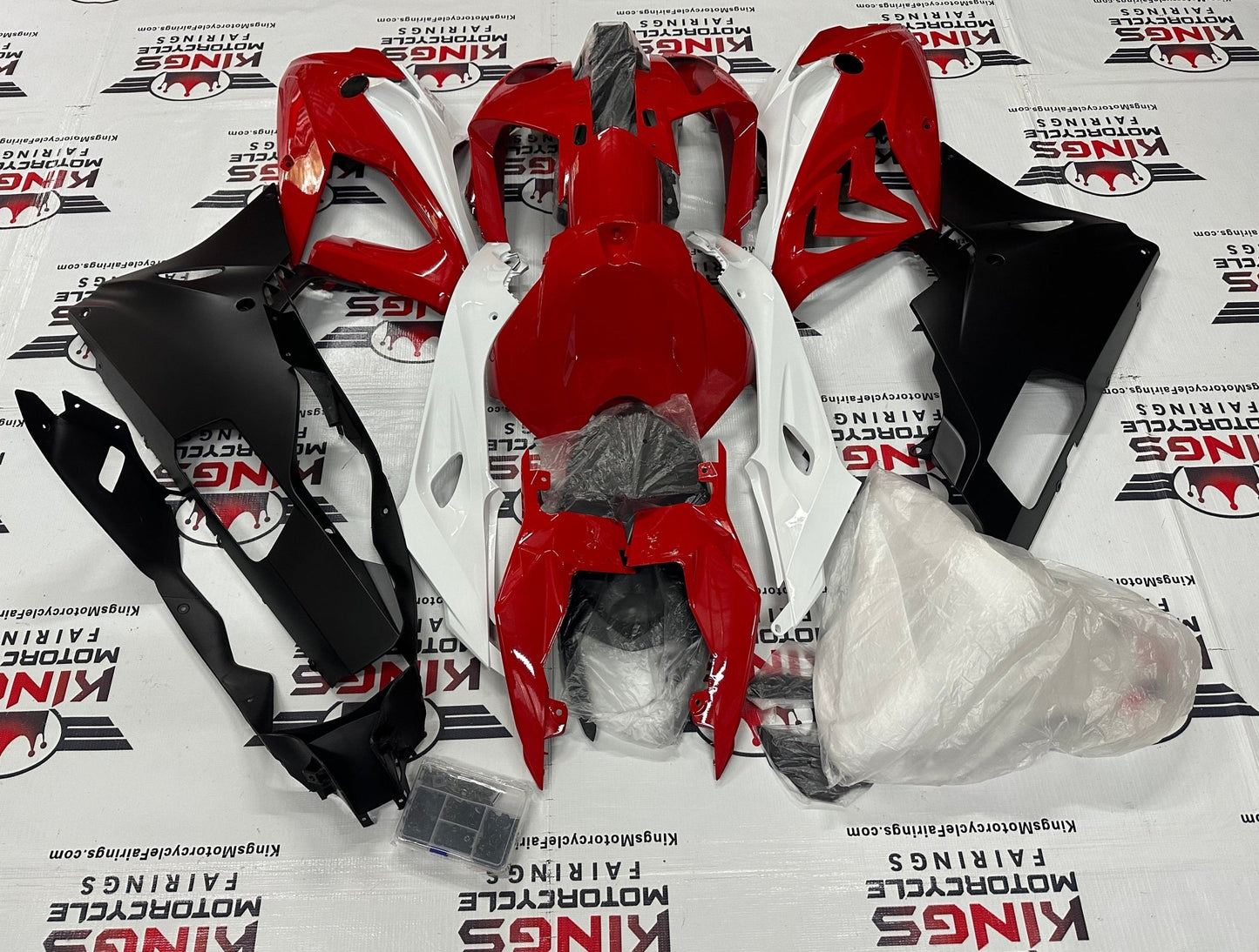 BMW S1000RR (2015-2016) Red, White, Matte Black Fairings at KingsMotorcycleFairings.com