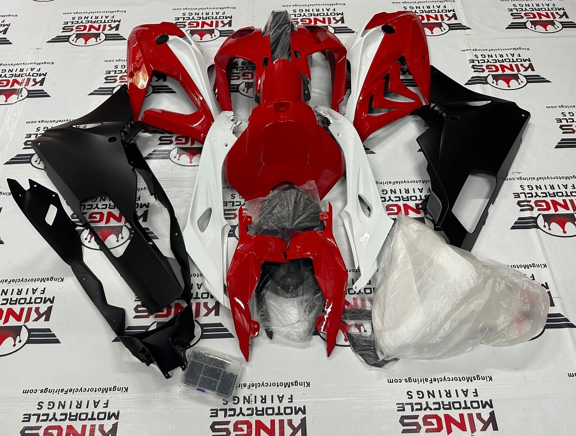 BMW S1000RR (2015-2016) Red, White, Matte Black Fairings at KingsMotorcycleFairings.com