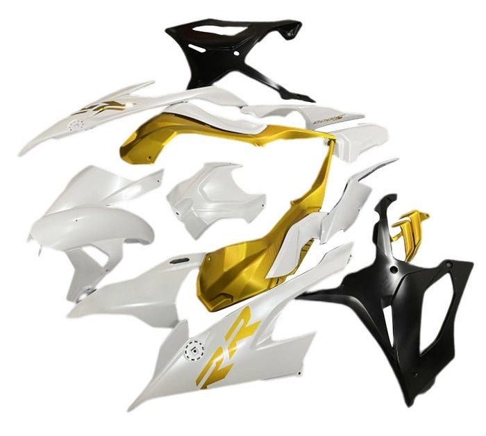 BMW S1000RR Fairing Kit (2019-2022) White, Gold, Matte Black at KingsMotorcycleFairings.com
