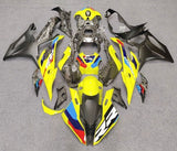 BMW S1000RR Fairing Kit (2023-2024) Yellow, Faux Forged Carbon Fiber at KingsMotorcycleFairings.com