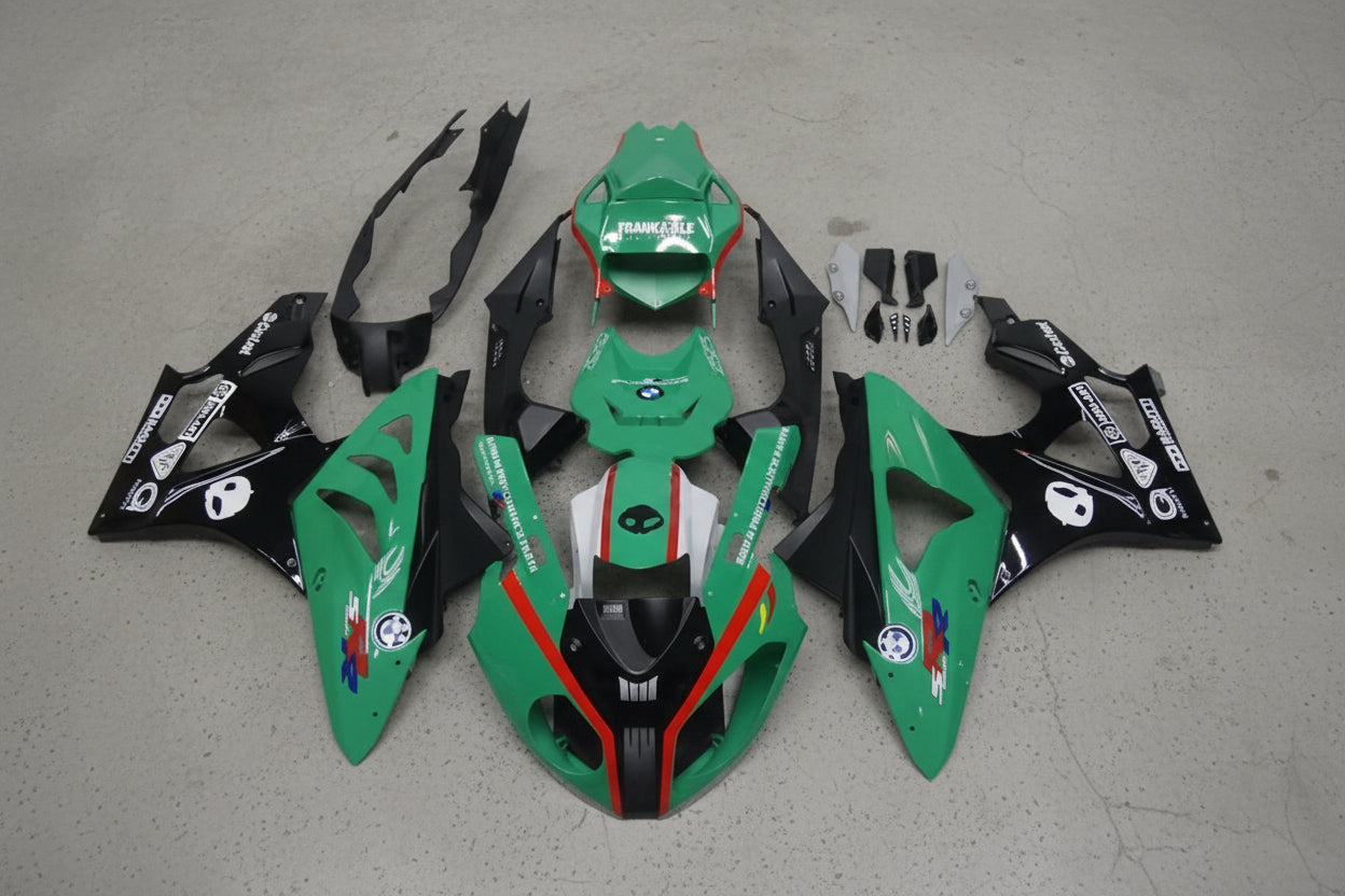 BMW S1000RR Fairings (2009-2014) Green, Black, Red Stripe at KingsMotorcycleFairings.com