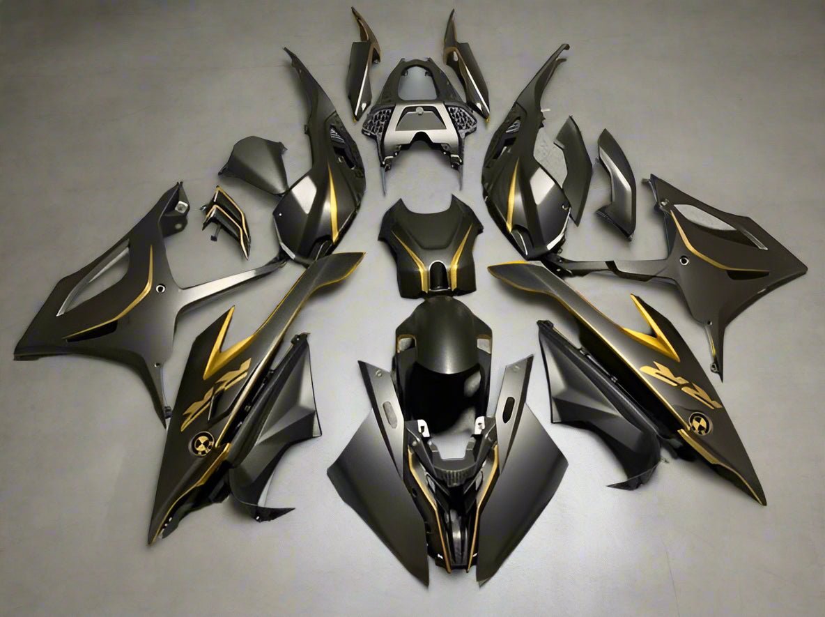 BMW S1000RR Fairings Kit (2019-2022) Faux Carbon Fiber, Gold at KingsMotorcycleFairings.com