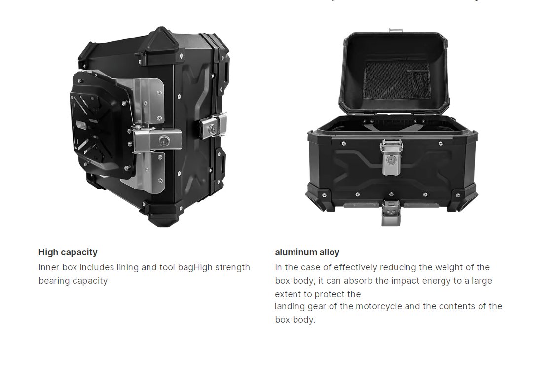 35L Aluminum Motorcycle Top Box Details at KingsMotorcycleFairings.com!