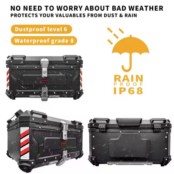 Black Motorcycle Top Box Storage, 65 Liter | Kings
