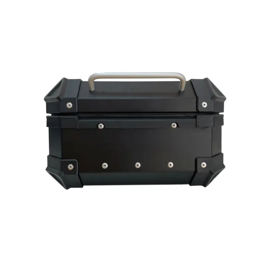 Black & Silver 25L Aluminum Motorcycle Top Box at KingsMotorcycleFairings.com 