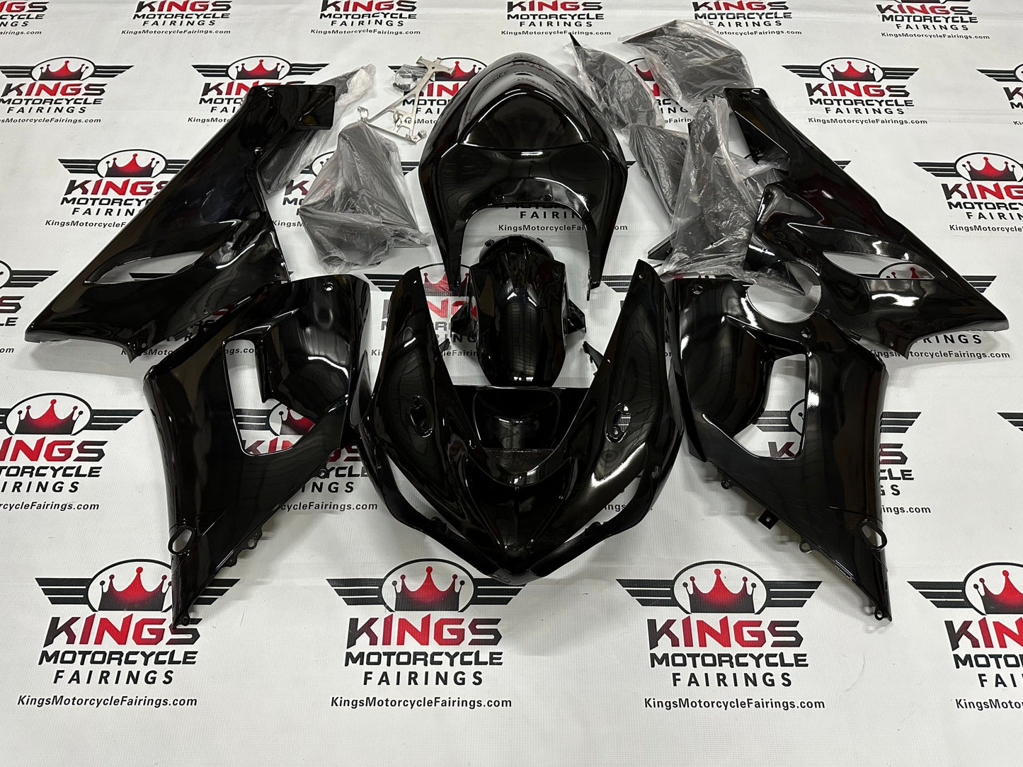 Black Kawasaki Ninja ZX6R 636 Fairings (2005-2006) at KingsMotorcycleFairings.com 