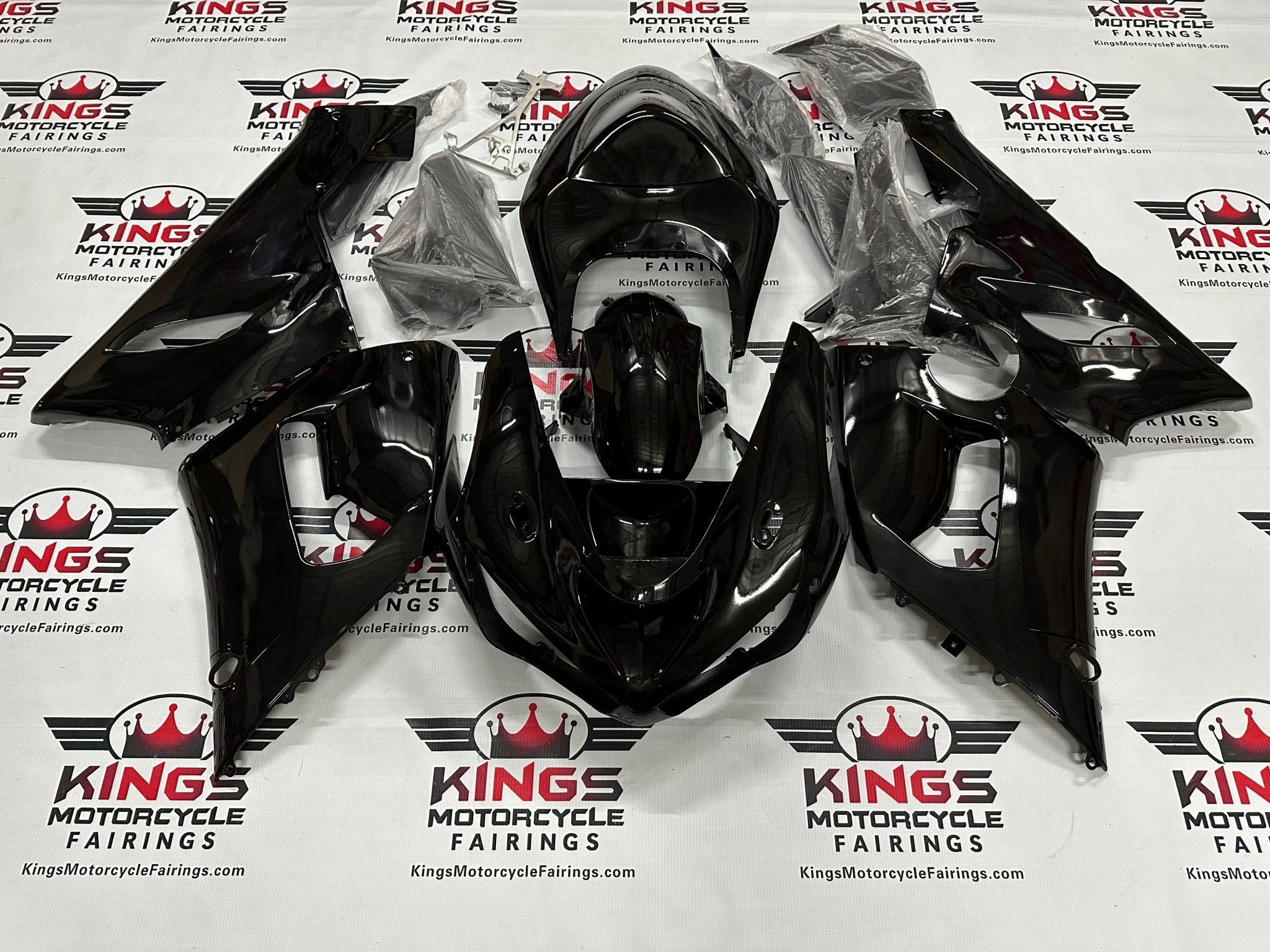 Black Kawasaki Ninja ZX6R 636 Fairings (2005-2006) at KingsMotorcycleFairings.com 