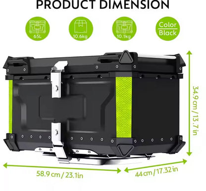 Black Neon 65L Aluminum Motorcycle Top Box Storage at KingsMotorcycleFairings.com