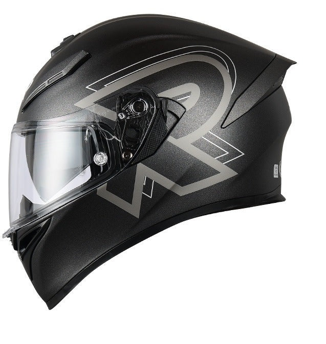 Black Satin & Silver Ryzen Motorcycle Helmet at KingsMotorcycleFairings.com
