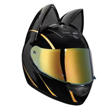 Black, Gold Helmet with Cat Ears from KingsMotorcycleFairings.com