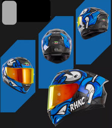 Blue & White Animal Motorcycle Helmet