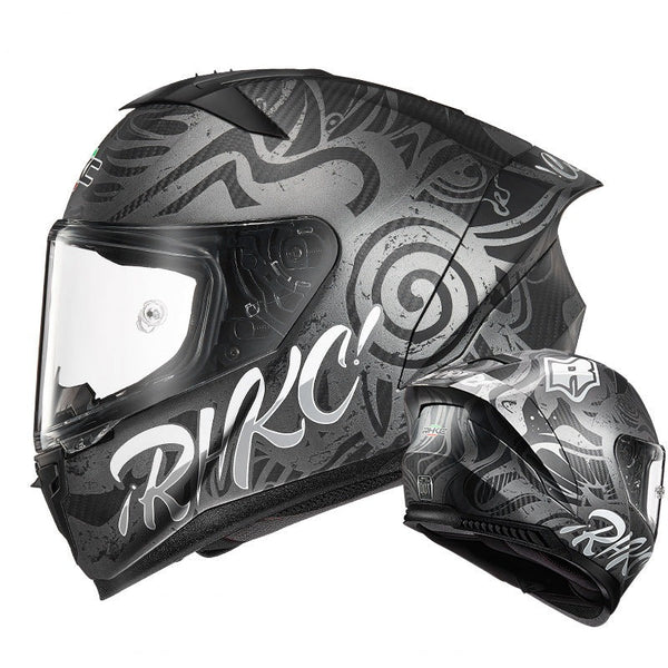 Carbon Fiber 3k, Silver & Gray Motorcycle Helmet at KingsMotorcycleFairings.com