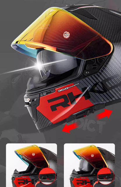 Carbon Fiber 3k & Red RHKC 360 Motorcycle Helmet at KingsMotorcycleFairings.com