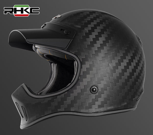 Carbon Fiber 9k & Flat Black RHKC Motorcycle Helmet at KingsMotorcycleFairings.com