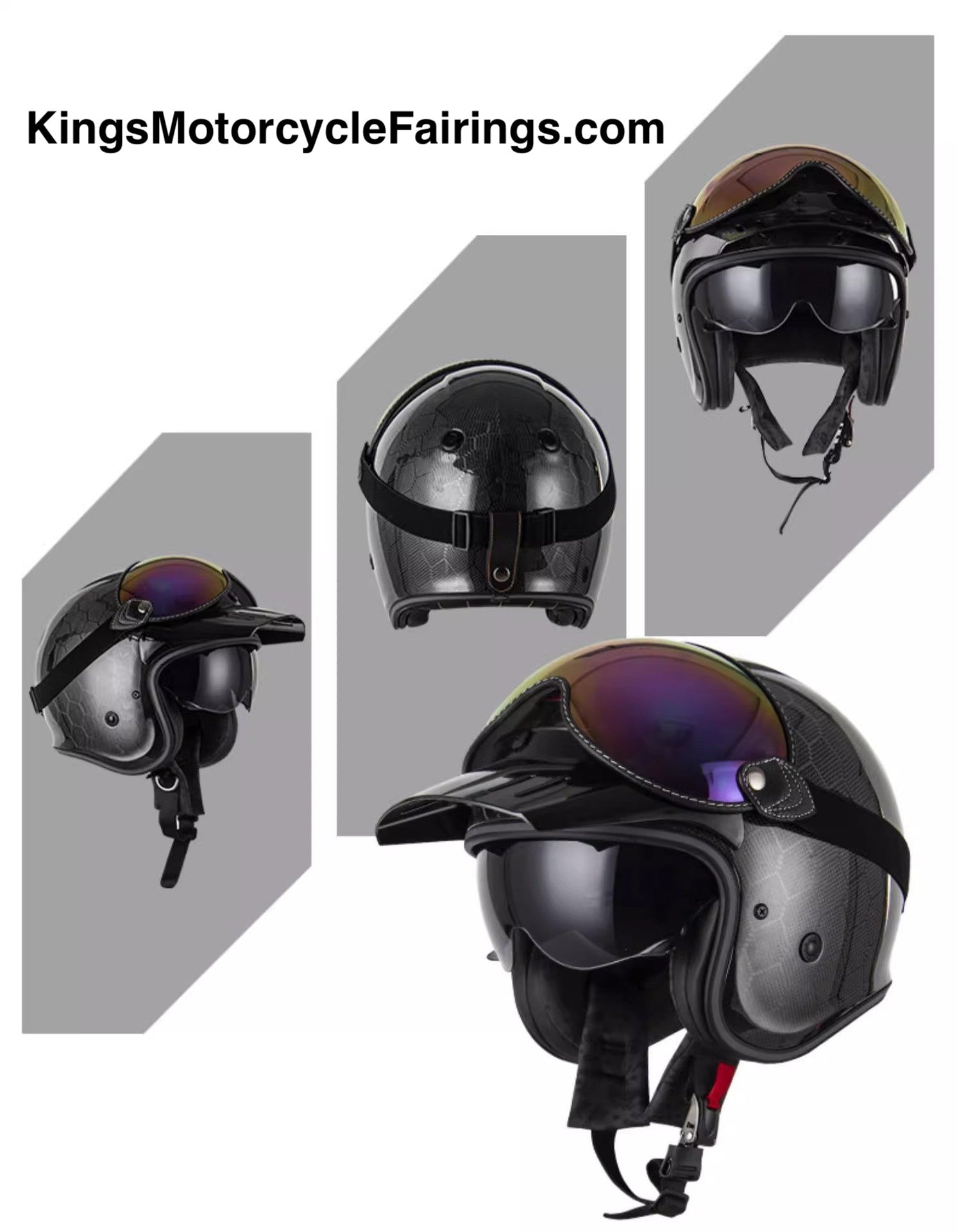 Carbon Fiber Honey Comb RHKC Open Face Motorcycle Helmet at KingsMotorcycleFairings.com