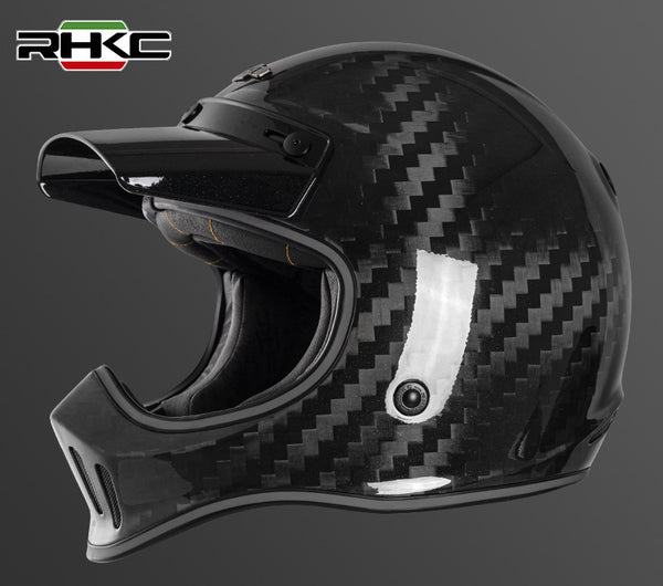 Carbon Fiber & Gloss Black RHKC Motorcycle Helmet at KingsMotorcycleFairings.com
