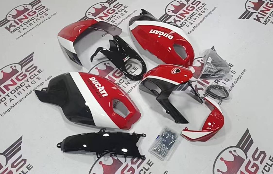 DUCATI MONSTER Fairings 696/796/1100 (2009-2016) Black, Red, White, Faux Carbon Fiber at KingsMotorcycleFairings.com
