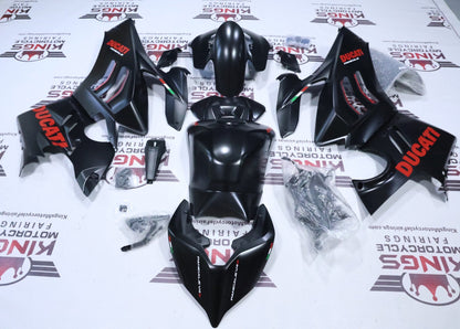DUCATI PANIGALE V4S FAIRINGS (2022-2024) Matte Black Satin, Red from KingsMotorcycleFairings.com