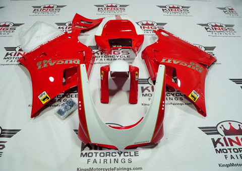 DUCATI 748 (1994-2003) RED, WHITE, GOLD PINSTRIPE FAIRINGS at KingsMotorcycleFairings.com 
