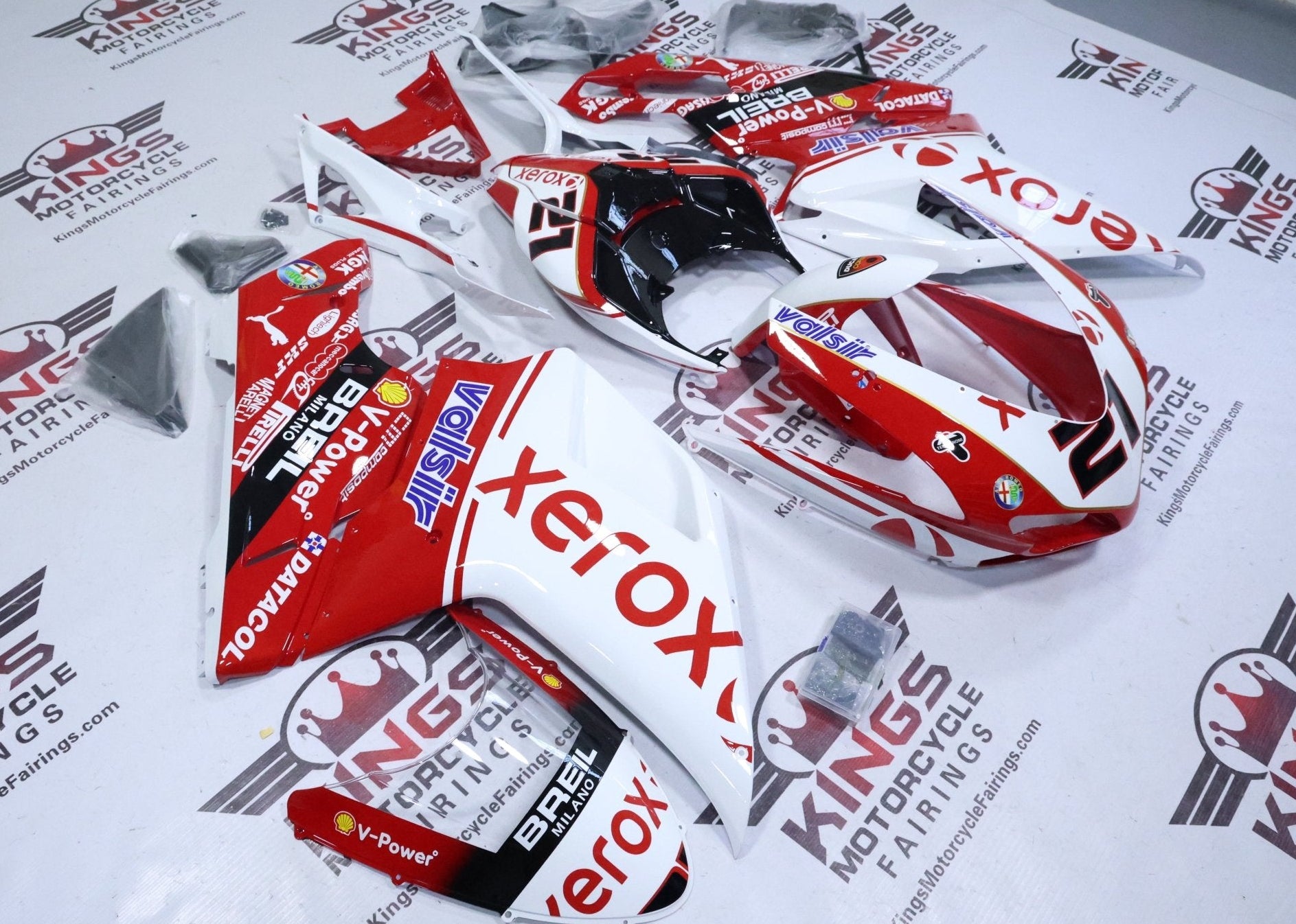 Ducati 1098 Fairings (2007-2014) Xerox Red, White, Black at KingsMotorcycleFairings.com