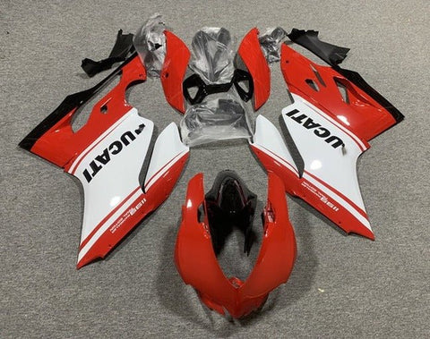 Ducati 1199 Fairings (2011-2014) Gloss Red, White at KingsMotorcycleFairings.com
