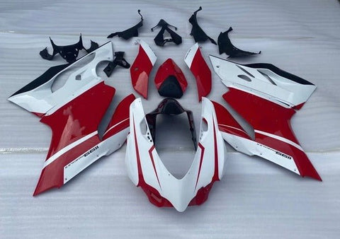 Ducati 1199 Fairings (2011-2014) Gloss White, Red at KingsMotorcycleFairings.com