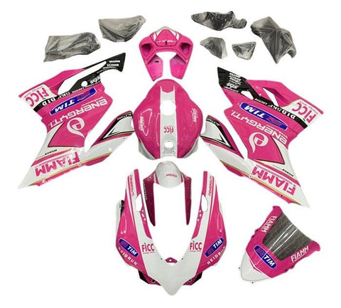 Ducati 1199 Fairings (2011-2014) Pink, White Fiamm at KingsMotorcycleFairings.com