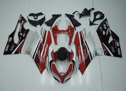 Ducati 1199 Fairings (2011-2014) Red, Black, White, Silver Stripe at KingsMotorcycleFairings.com