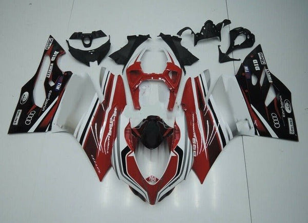 Ducati 1199 Fairings (2011-2014) Red, Black, White, Silver Stripe at KingsMotorcycleFairings.com