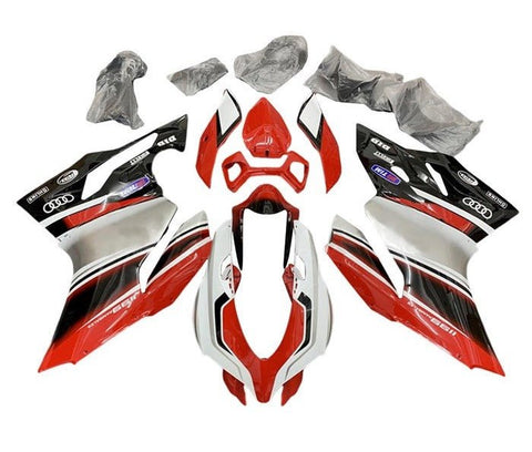 Ducati 1199 Fairings (2011-2014) Red, White, Black, Silver Stripe at KingsMotorcycleFairings.com