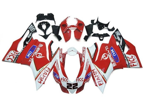 Ducati 1199 Fairings (2011-2014) Red, White, Fiamm #22 at KingsMotorcycleFairings.com