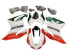 Ducati 1199 Fairings (2011-2014) White, Green, Red Stripe at KingsMotorcycleFairings.com