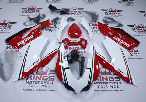 Ducati 1199 Fairings (2011-2014) White, Red, Green, Black Stripe at KingsMotorcycleFairings.com