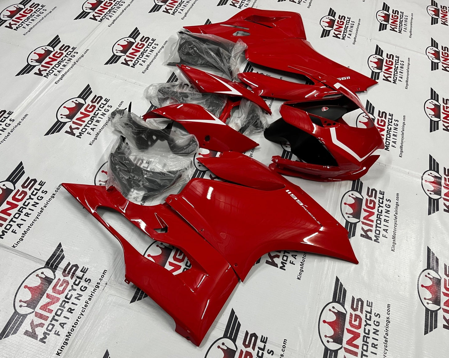 Ducati 1199 (2011-2014) Red & White Fairings at KingsMotorcycleFairings.com