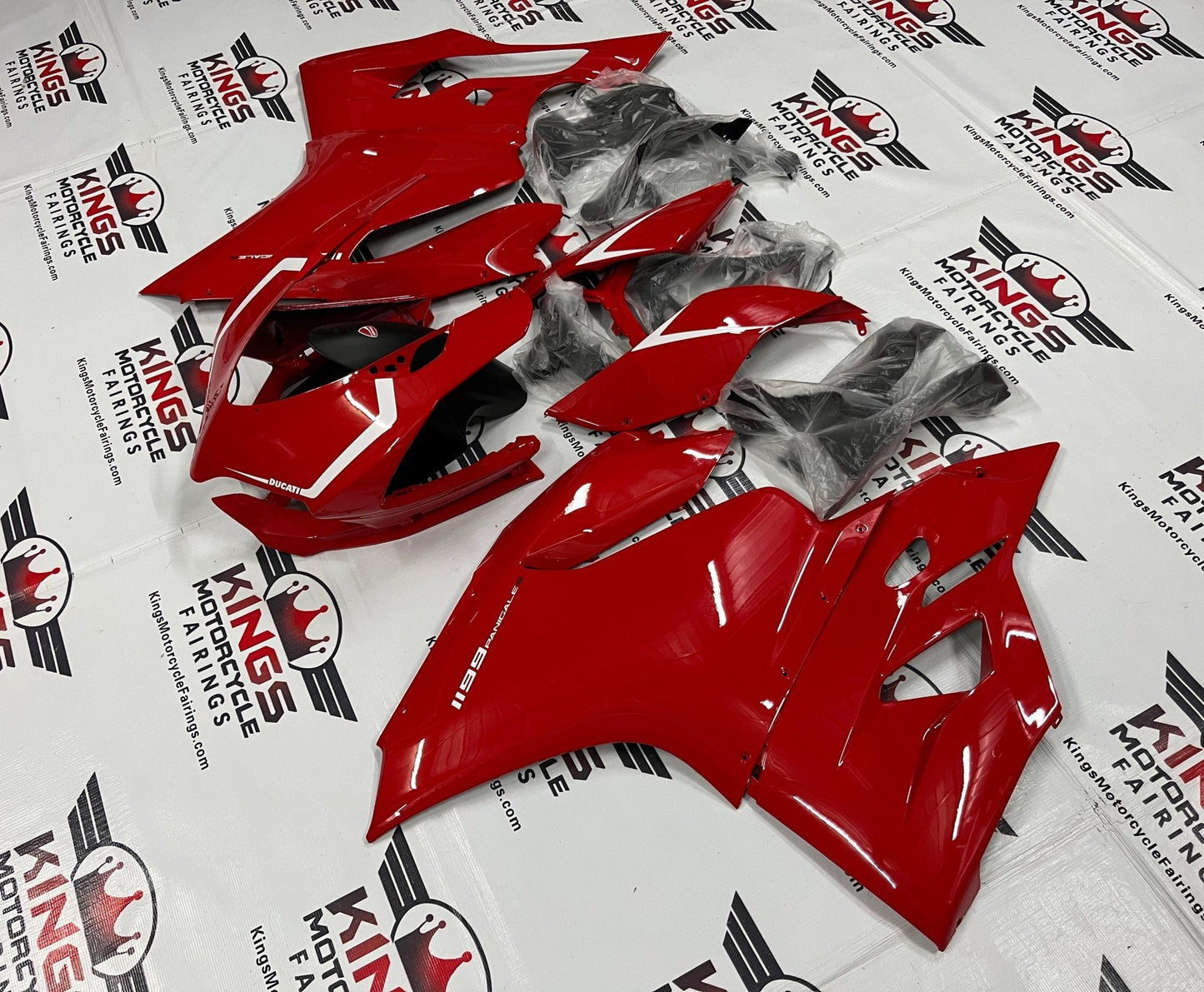 Ducati 1199 (2011-2014) Red & White Fairings at KingsMotorcycleFairings.com