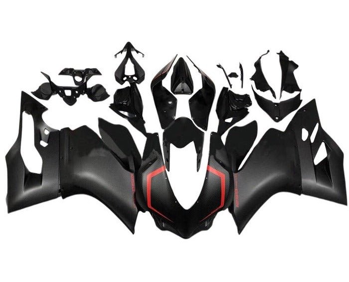 Ducati 1299 Panigale Fairings (2015-2020) Matte Black, Red Stripe at KingsMotorcycleFairings.com