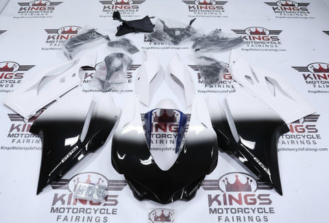 Ducati 1299 Panigale Fairings (2015-2020) Black, White Fade at KingsMotorcycleFairings.com